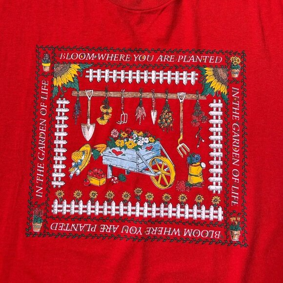90s Vintage Garden Poem T-shirt Single Stitch Text graphic poem kitsch cottage. - Picture 2 of 6